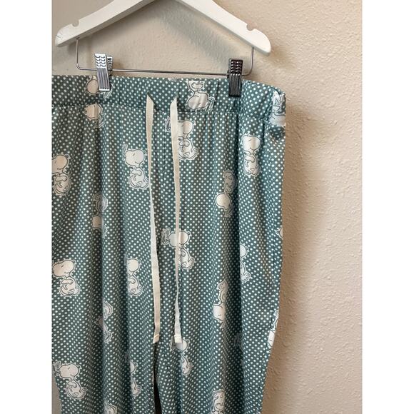 Snoopy Peanuts Charlie Brown Jogger Pant Sleepwear Lounge Set Soft Green Medium - Picture 7 of 11